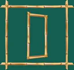 Capital letter D made of realistic brown dry bamboo poles inside of wooden stick frame