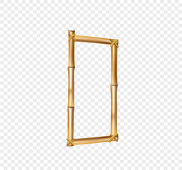 Bamboo letter D isolated on transparent background