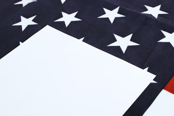 white paper with copy space near american flag