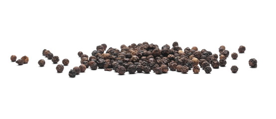 Black pepper, peppercorn isolated on white background