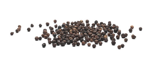 Black pepper, peppercorn isolated on white background