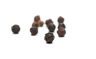 Black pepper, peppercorn isolated on white background