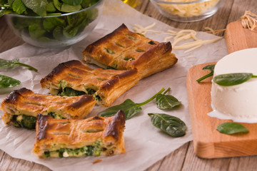 Pie with spinach and ricotta cheese.