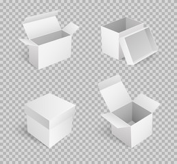 Carton Boxes with Open Top Empty Package Vector