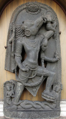 Fototapeta na wymiar Varahavatara, from 10th century found in Surajkund, Nalanda, Bihar now exposed in the Indian Museum in Kolkata