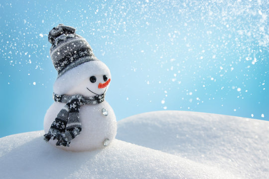 Snowman In Wintry Landscape