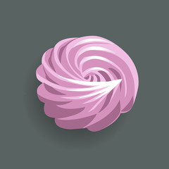 Homemade Marshmallow, pink sweet zephyr, vector illustration - obrazy, fototapety, plakaty