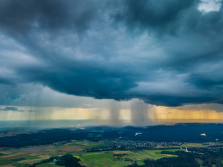 Aerial picture of Storm clouds with micro burst