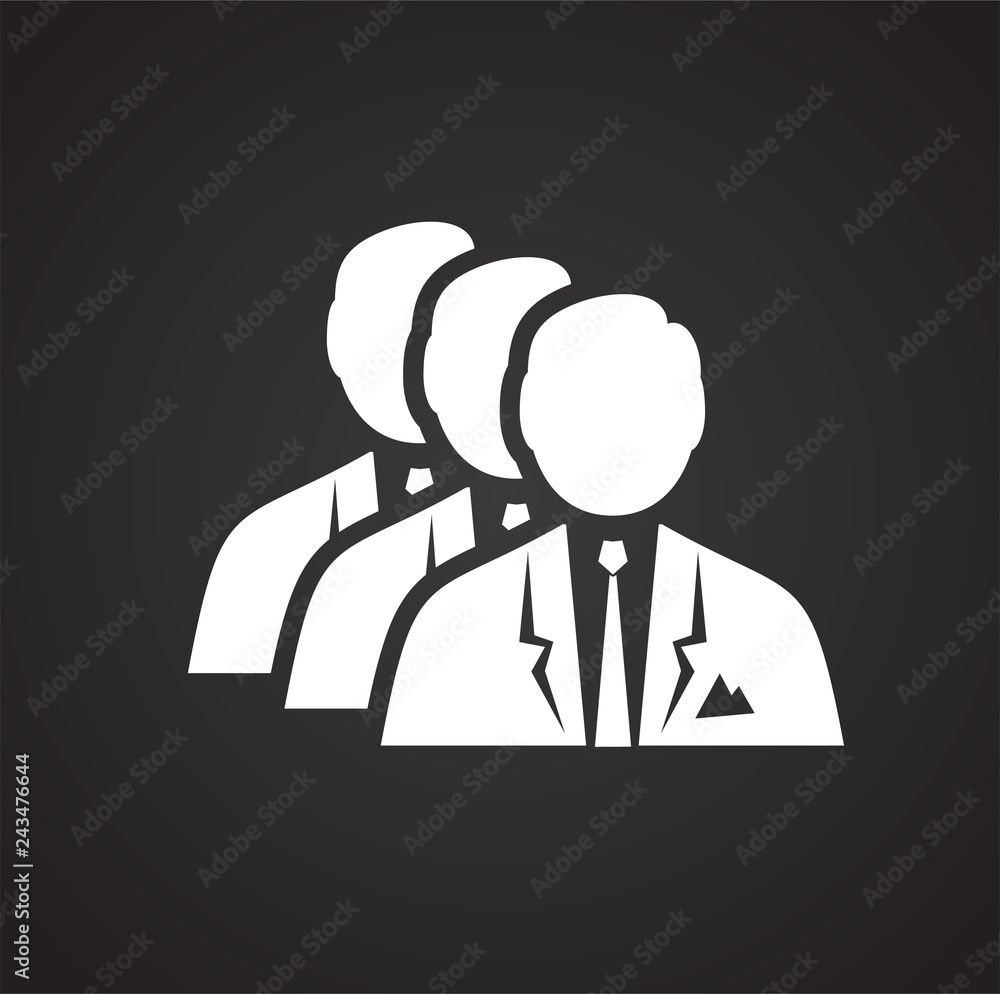 Poster businessman icon on black background for graphic and web design, modern simple vector sign. internet