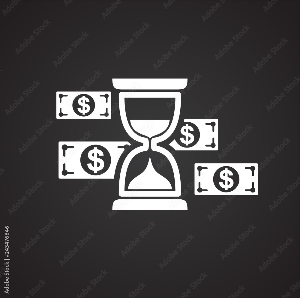 Poster business money icon on black background for graphic and web design, modern simple vector sign. inter