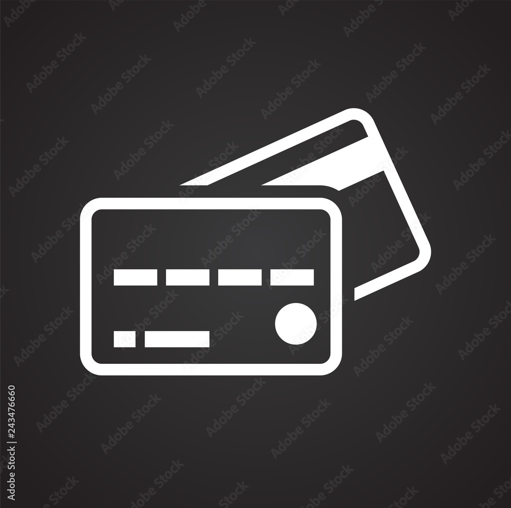 Poster business plastic card icon on black background for graphic and web design, modern simple vector sign