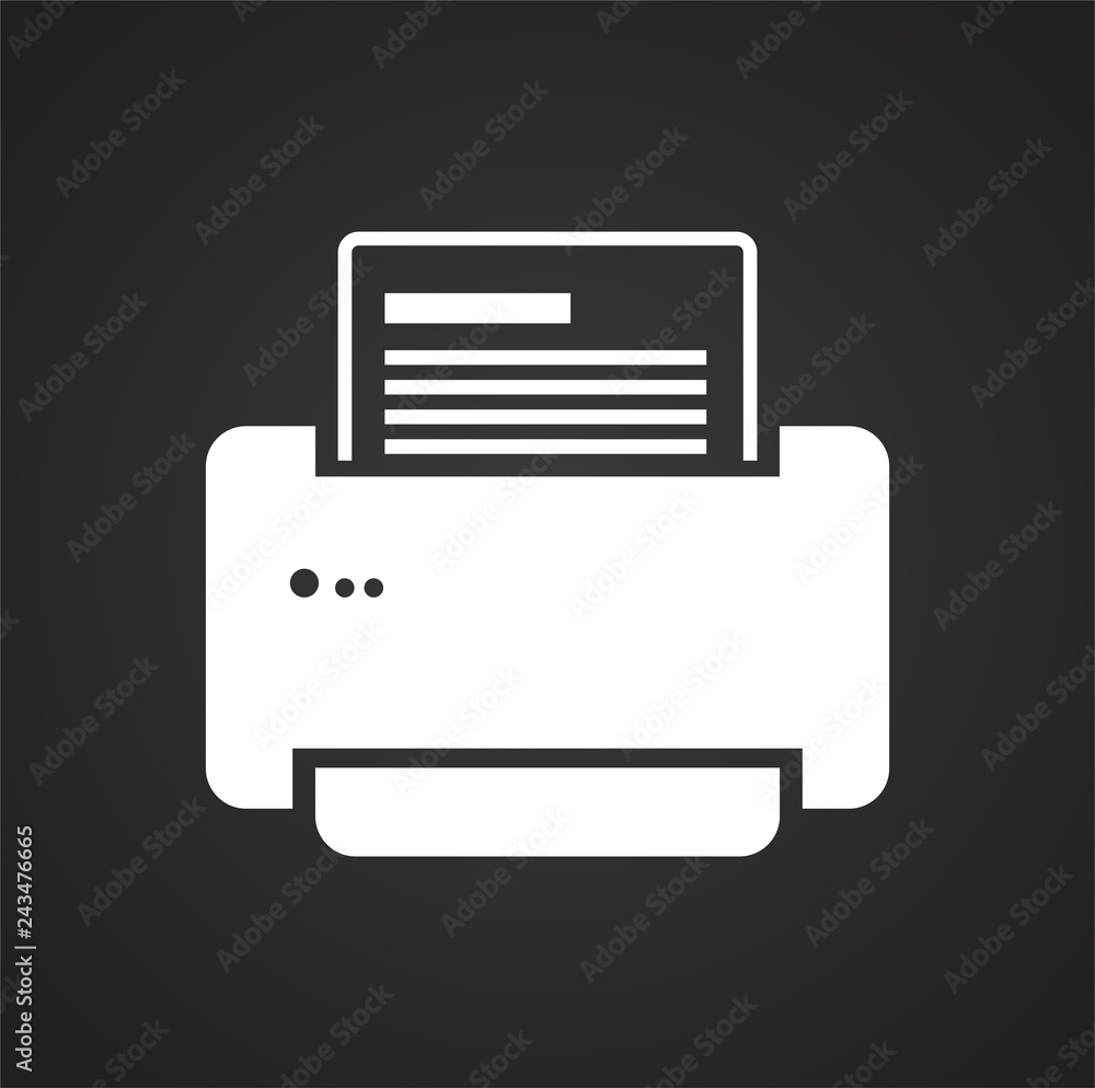 Poster office printer icon on black background for graphic and web design, modern simple vector sign. inter