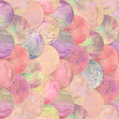 Mermaid fish scale wave japanese seamless pattern