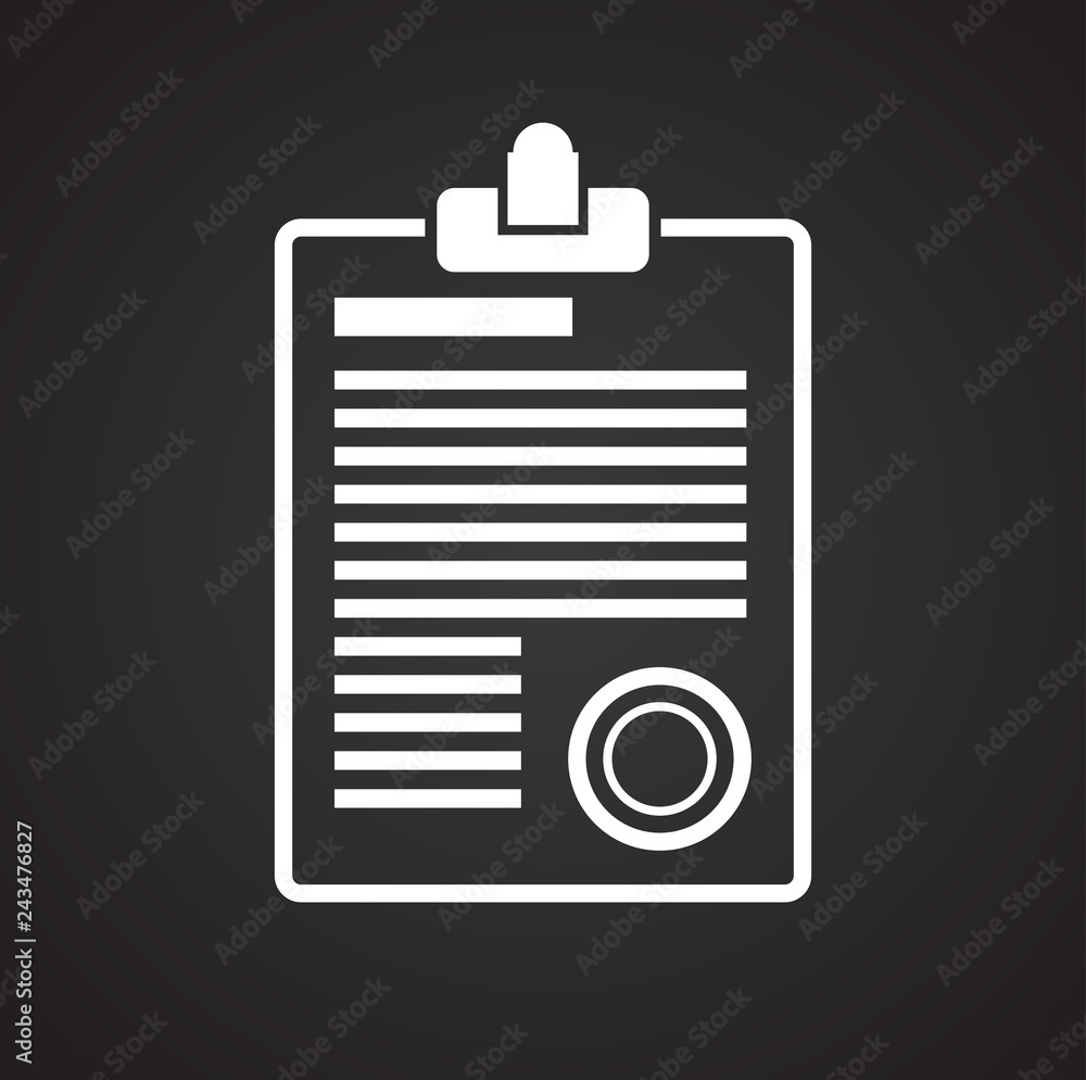 Poster business document icon on black background for graphic and web design, modern simple vector sign. in