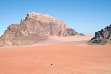 Fototapeta na wymiar Panoramic view of desert of Wadi Rum, Jordan