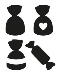 Back and white silhouette candy set