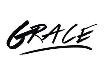 Grace text print in vector, wall print in vector, hand drawn in black color.