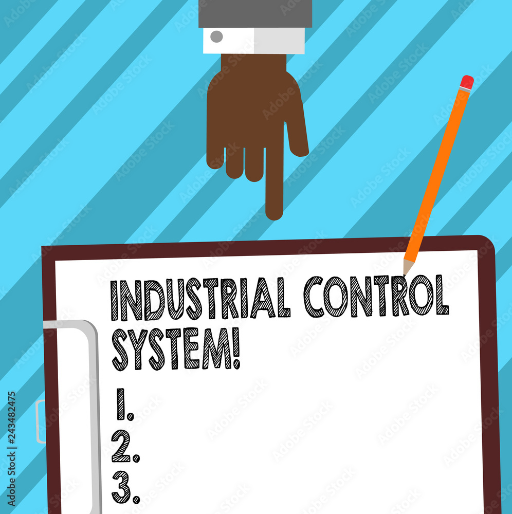 Aufkleber word writing text industrial control system. business concept for integration of hardware and softwa