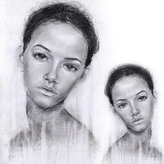 portrait of a girl in pencil. sketch