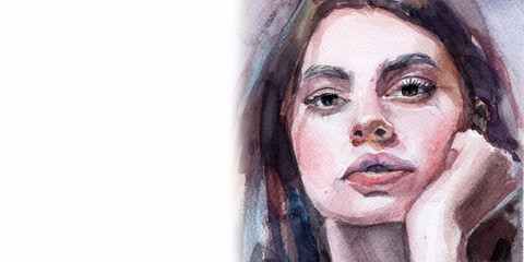 portrait of a girl in watercolor