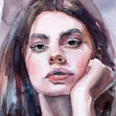 portrait of a girl in watercolor