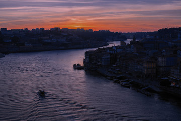 Twilight over the Douro river, Porto - Portugal.