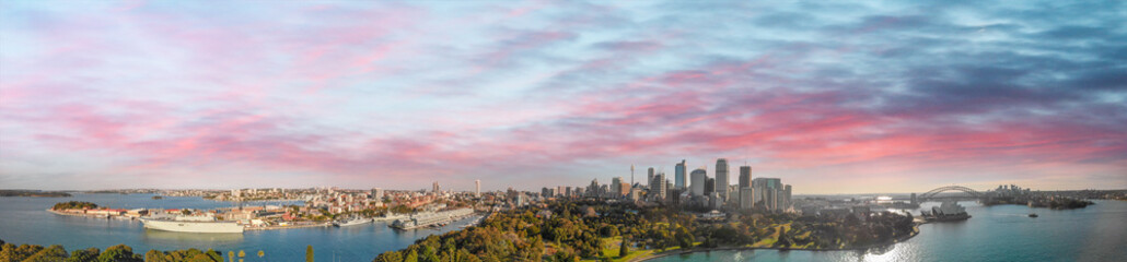 Fototapeta na wymiar Sydney, Australia. Panoramic aerial view of city skyline and famous harbor area