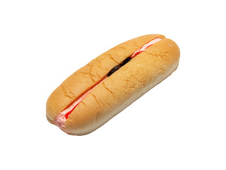 Strawberry bread and raisins on a white background.