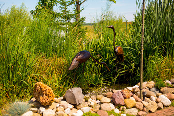Alley in the park, trees, bushes, lawn