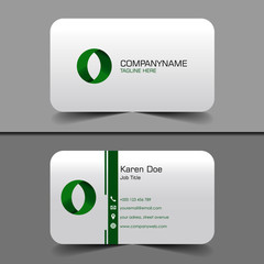 Simple And Clean Business Card With Letter O Symbol