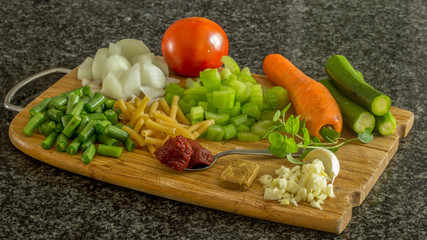 vegtable cut for minestroni soup 