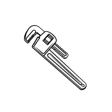 black and white pipe wrench tool clip art preview