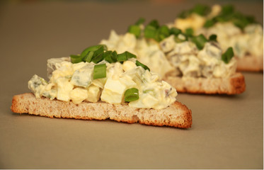 fresh toast with avocado salad
