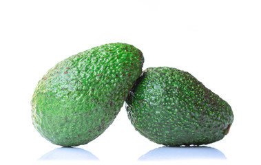 Fresh avocado slice isolated on white background.