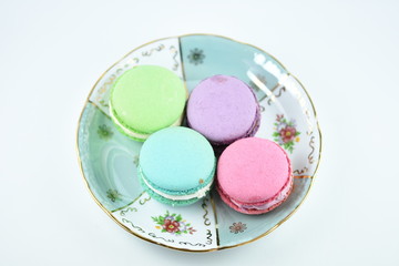   Macarons (French Macaroon) in a porcelain plate