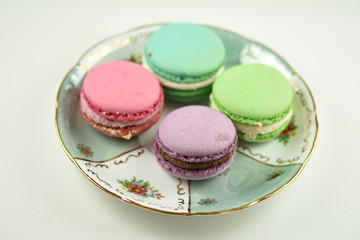   Macarons (French Macaroon) in a porcelain plate