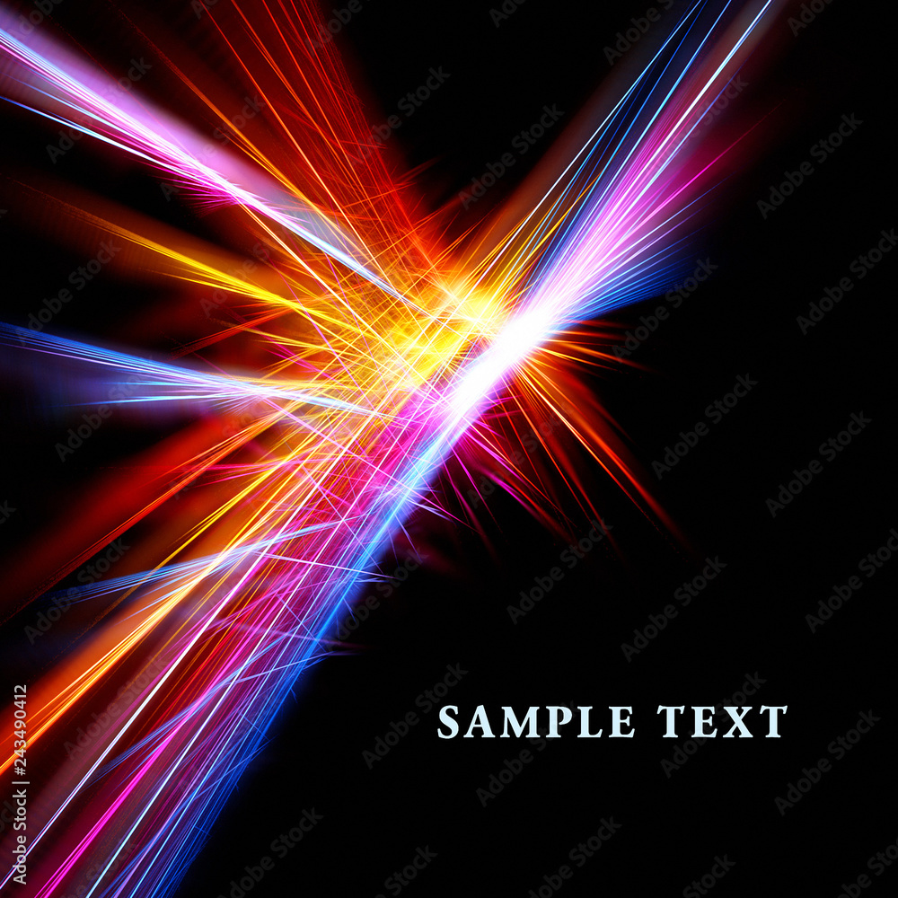 Poster abstract bright color fractal on black background