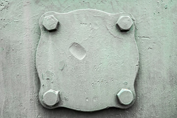 Military steel bodywork, green armored vehicle, rivets, bolts, detail, army industry