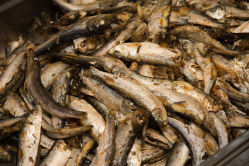 Fried Anchovies at market