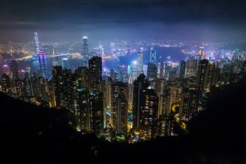 Fototapeta premium 香港 ビクトリアピーク 展望台からの夜景