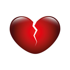 red shiny broken heart isolated on white background vector illustration EPS10