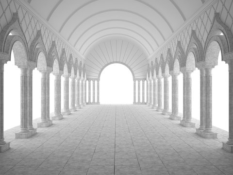 Classic interior with arches and columns