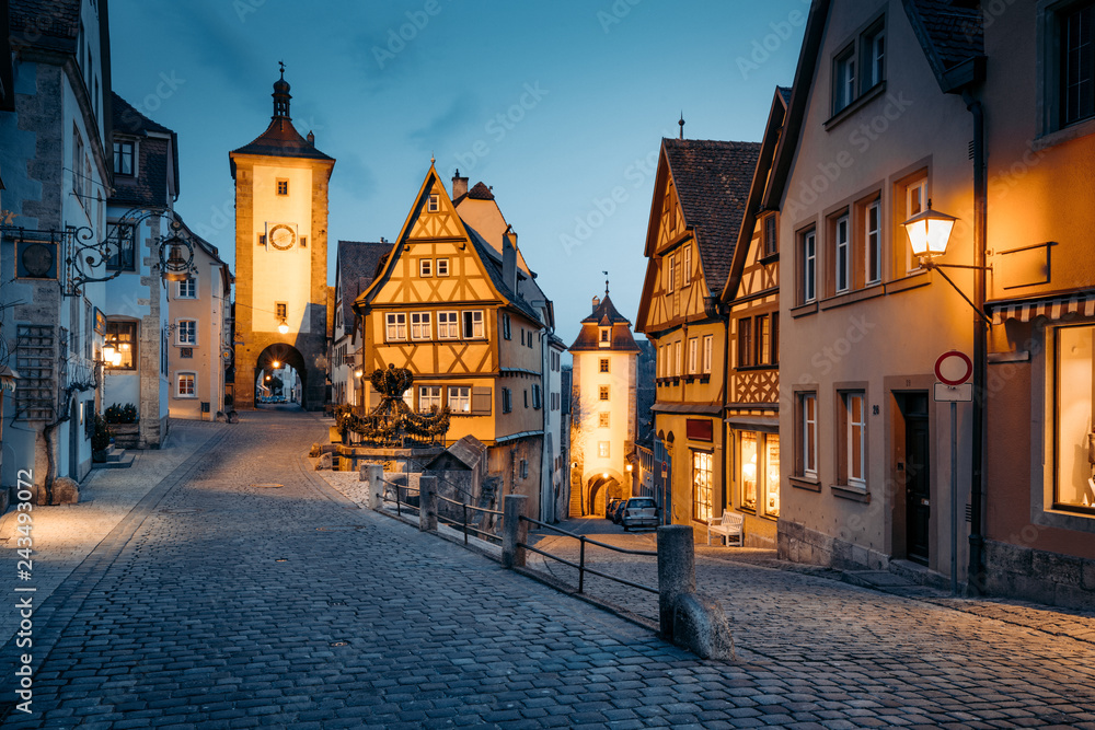 Wall mural Rothenburg ob der Tauber at twilight, Bavaria, Germany