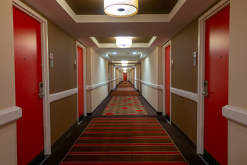 POV of walking in long corridor