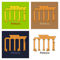 Palmyra in Syria. Flat cartoon style historic sight showplace attraction web site vector illustration. World countries cities vacation travel sightseeing Asia collection.
