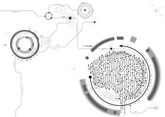 Obraz premium Vector circuit brain and communication concept for technology background
