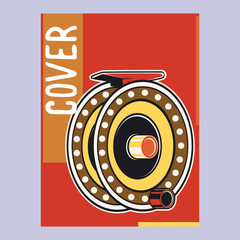 Gone fishing poster with fish, fisherman equipment and tackle sketch