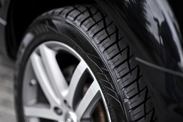 New car wheel on a car