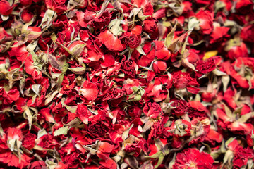 dry red roses tea on spice market Istanbul Turkey