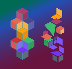 Creative geometric colorful background Geometry minimalistic artwork poster with figure. Abstract vector pattern design for web banner, business presentation